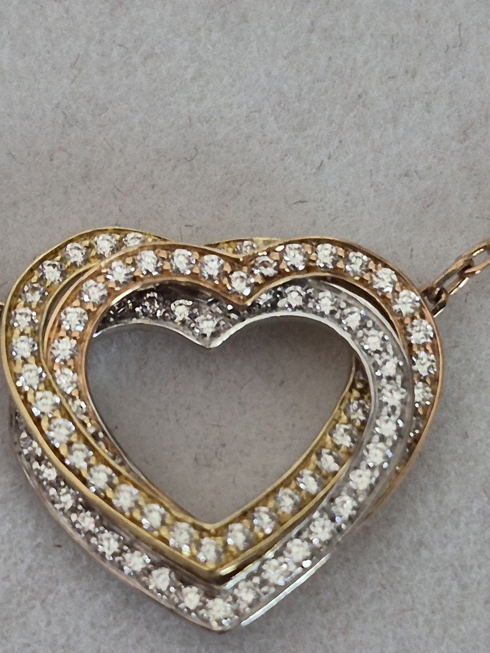 Cartier Two-Tone Heart Pendant with Pavé Crystals